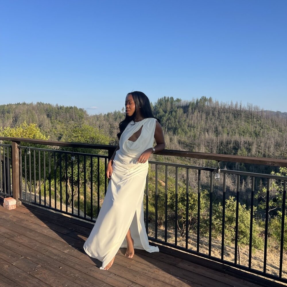 Meshki Oria Chiffon Maxi Dress - Ivory Size Small (S) Elegant White Grecian Styl